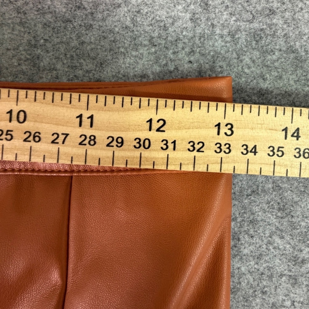NWT by egregreis Faux Leather Orange‎ Pencil Skirt Tie Waist Size S - Picture 5 of 8